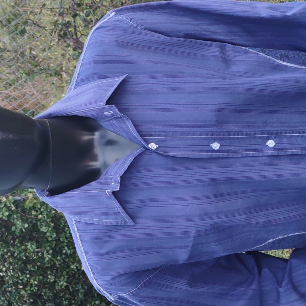 7 RIZZOLI (ITALY)1980s MEN'S LUXURY COTTON DENIM SHIRT